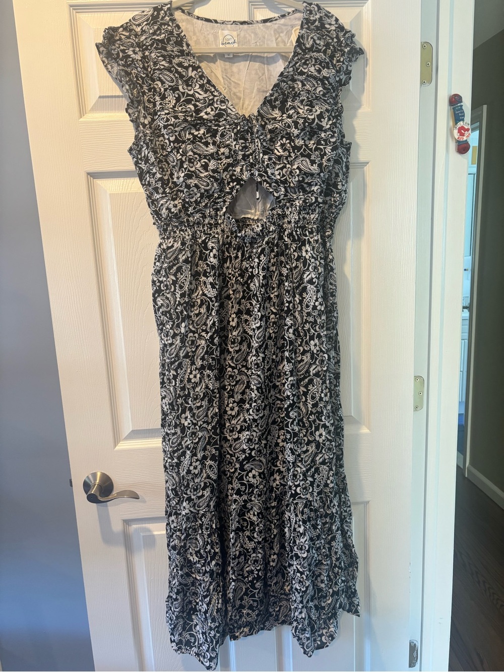 Black & White Printed Cutout Maxi Dress
